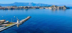 PHOTO: Windmill, Garitsa Bay and the Old Fortress of Corfu